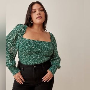 Reformation PLUS Pinto Top in Parsley - 3X - Romantic blouse